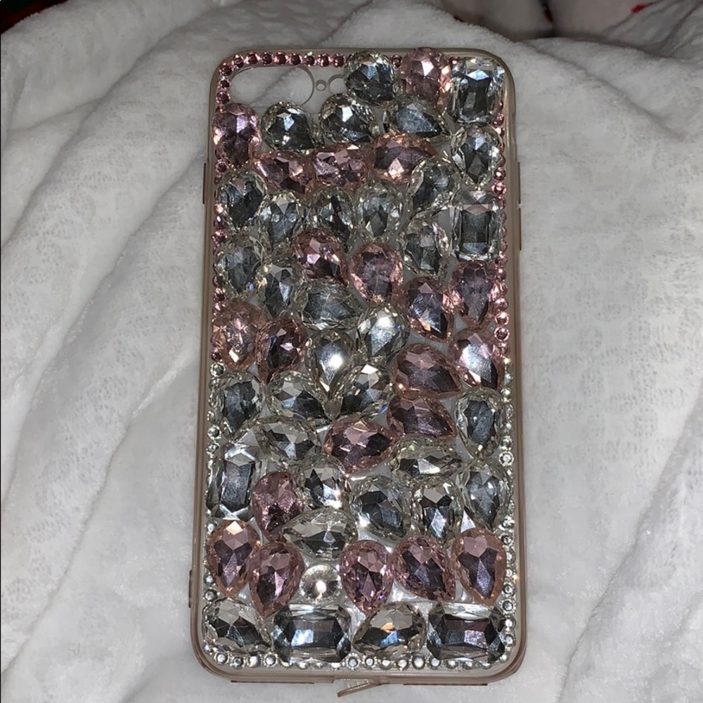 Pink and white rhinestone case